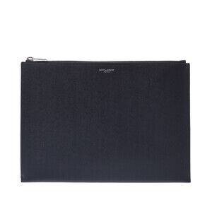 SAINT LAURENT Black Leather Clutch Bag